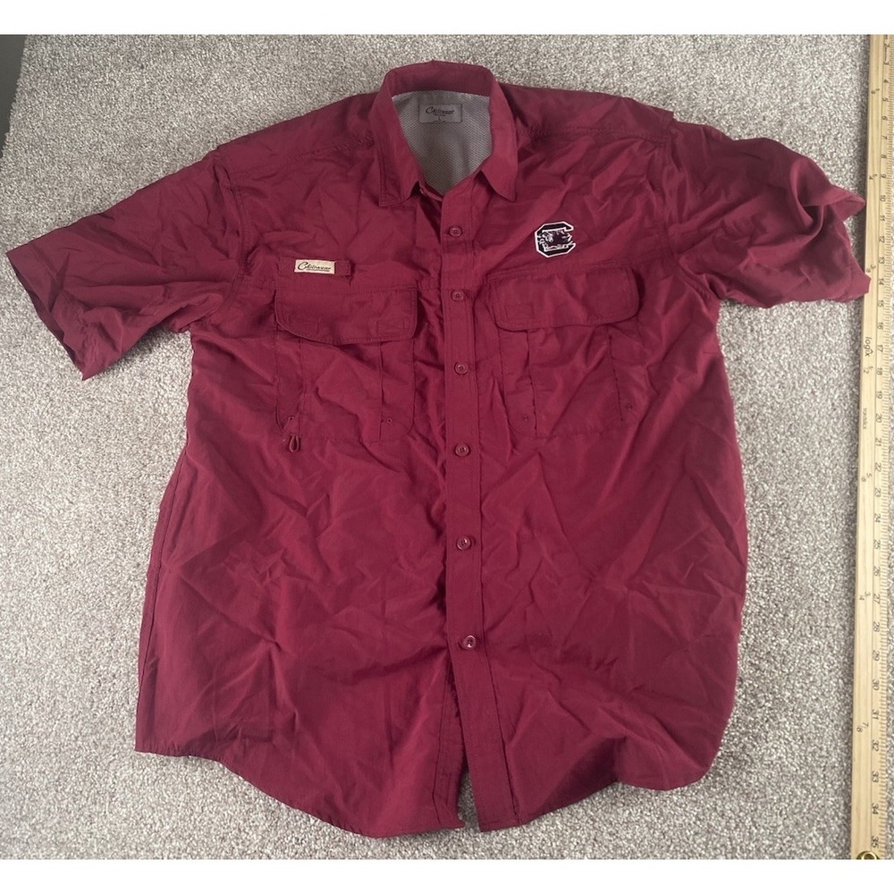 Chiliwear South Carolina Gamecocks Fishing Button Up Shirt Nylon Mens Large Vent - Picture 3 of 10